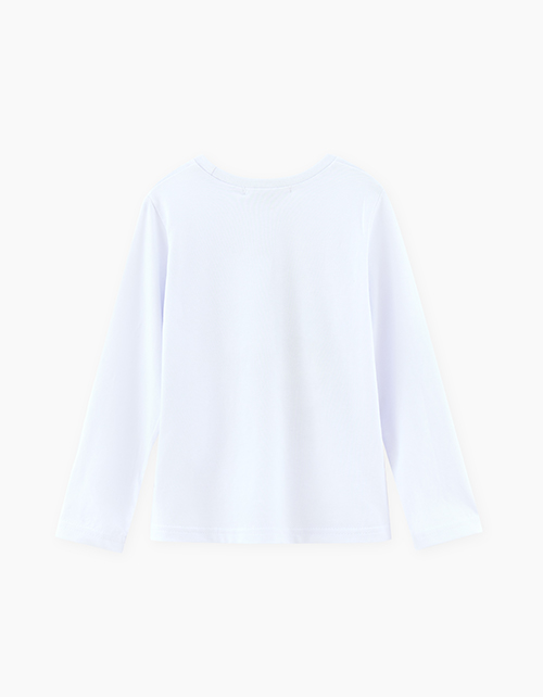 Белый лонгслив с принтом для девочки