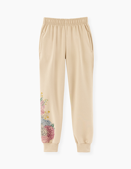 Светло-бежевые брюки-джоггеры для девочки