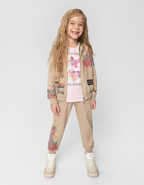 Светло-бежевые брюки-джоггеры для девочки