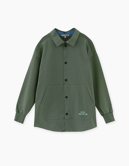 Трендовая рубашка цвета хаки для мальчика