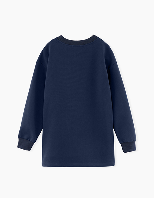 Темно-синий джемпер-обманка для девочки