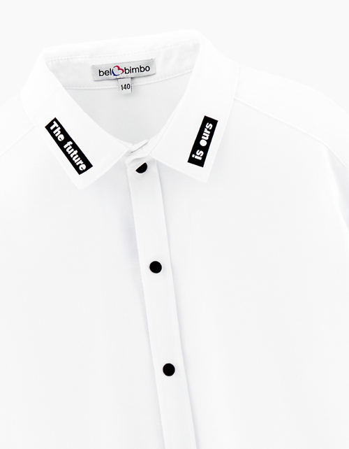 Белая рубашка с принтом для мальчика