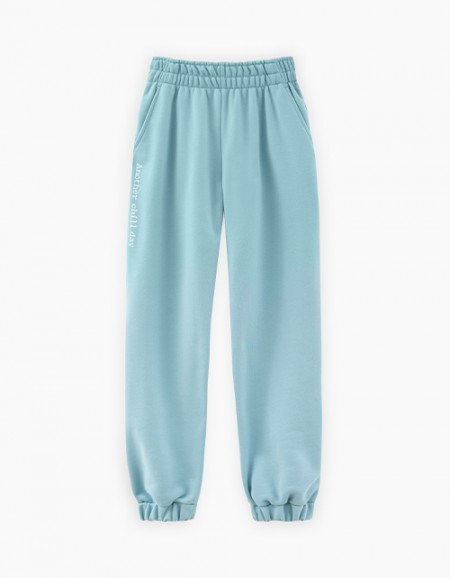 Купить серо-голубые брюки-джоггеры для девочки