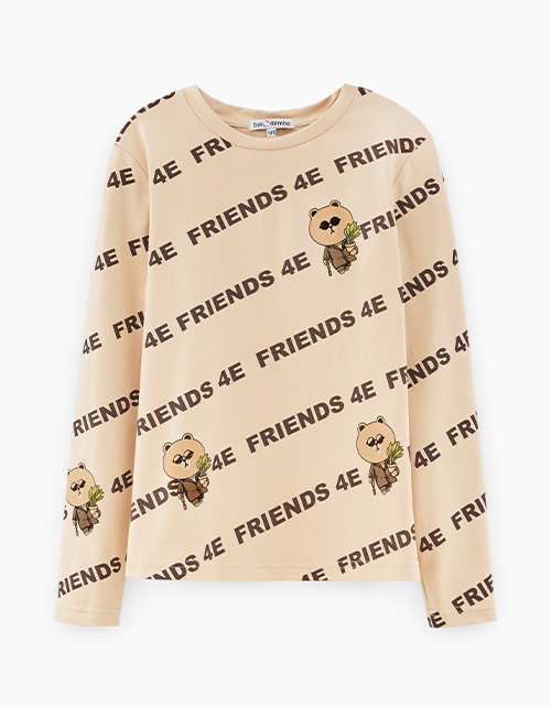 Лонгслив оттенка сливочный латте для девочки