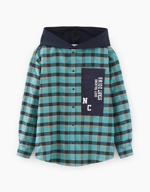 Клетчатая рубашка с капюшоном для мальчика