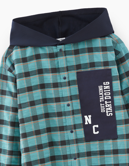Клетчатая рубашка с капюшоном для мальчика