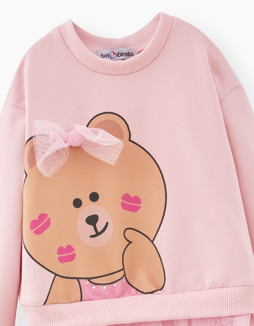 Светло-розовое платье с нарядной сеткой