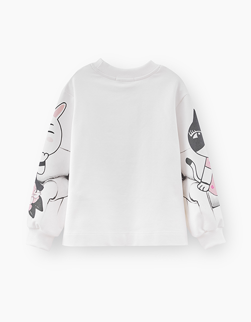 Молочный свитшот с принтом для девочки