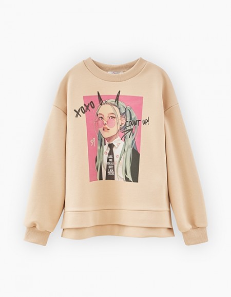 Бежевый свитшот для девочки