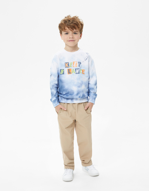 Прямые бежевые брюки для мальчика