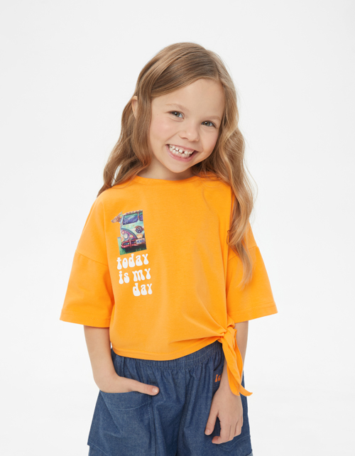 Футболка сочного оттенка маракуйя для девочки