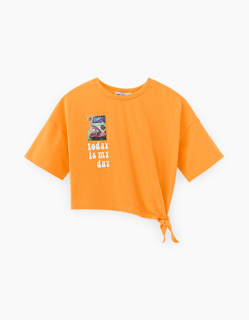 Футболка сочного оттенка маракуйя для девочки