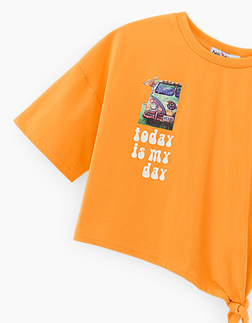 Футболка сочного оттенка маракуйя для девочки