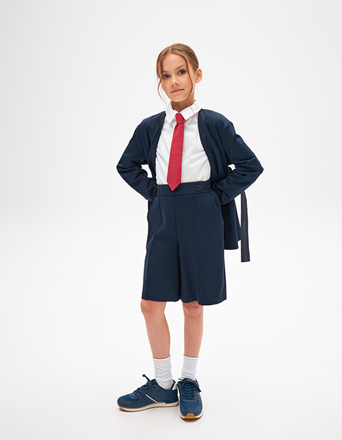 Тёмно-синие шорты-бермуды для девочки Тёмно-синие шорты-бермуды для девочки