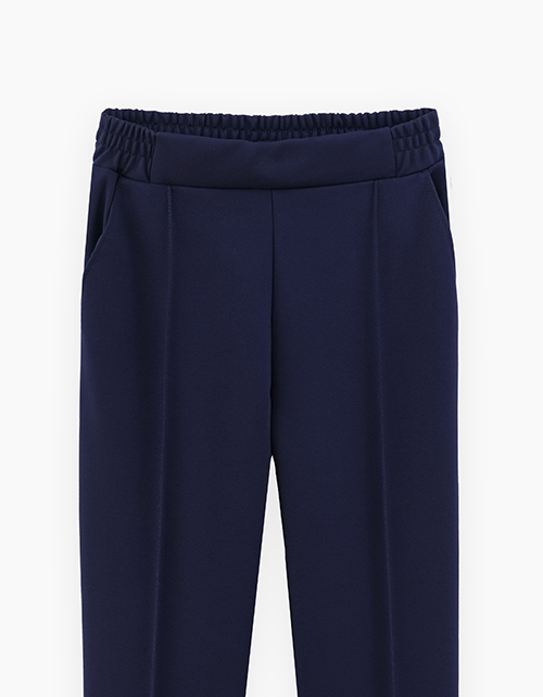 Зауженные тёмно-синие школьные брюки для девочки