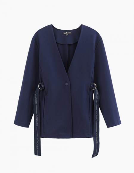 Удлинённый тёмно-синий пиджак для девочки