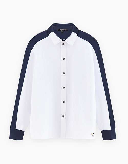 Комбинированная школьная рубашка для мальчика Комбинированная школьная рубашка для мальчика