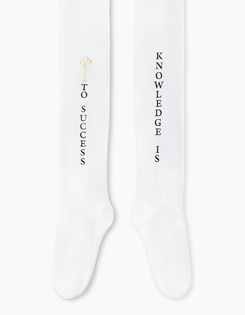 Белые колготки с надписью