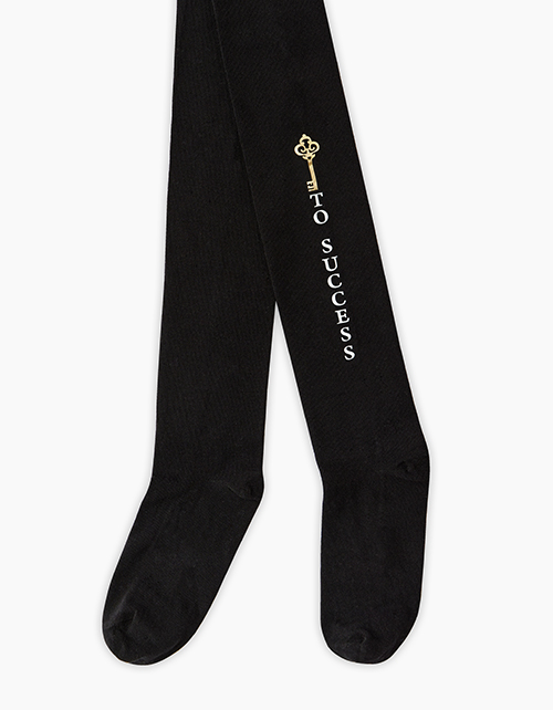 Чёрные колготки с надписью