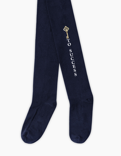 Тёмно-синие колготки с надписью