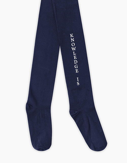 Тёмно-синие колготки с надписью