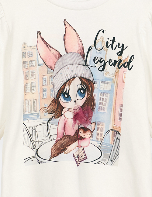 Лонгслив молочный для девочки