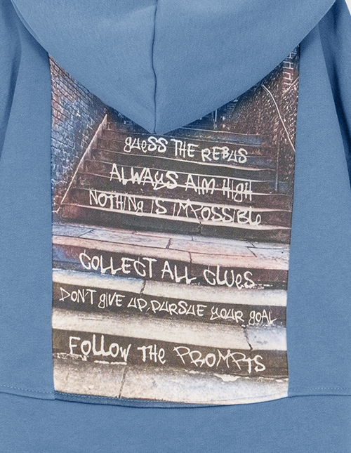 Худи на молнии тёмно-голубого оттенка для девочки