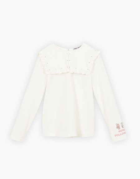 Лонгслив с воротником для девочки