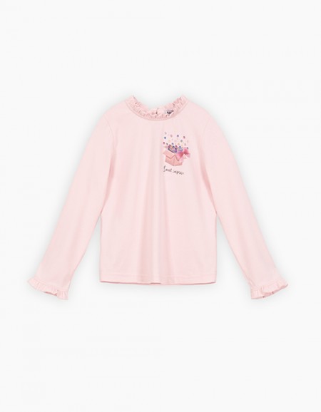 Светло-розовый лонгслив для девочки