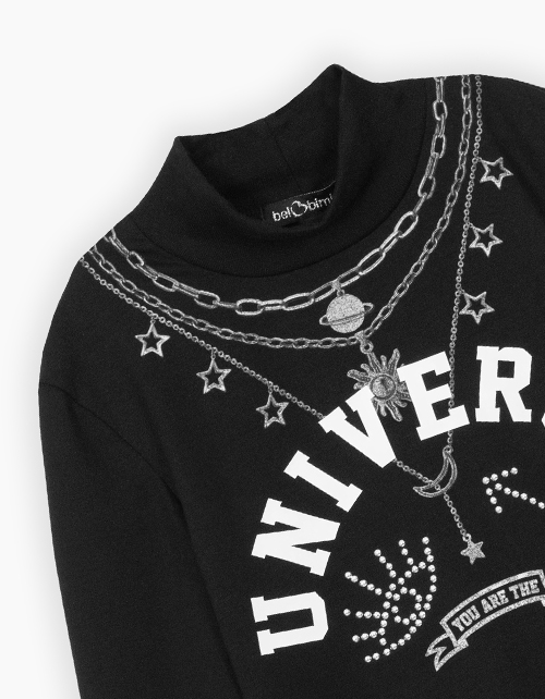 Нарядная чёрная футболка для девочки