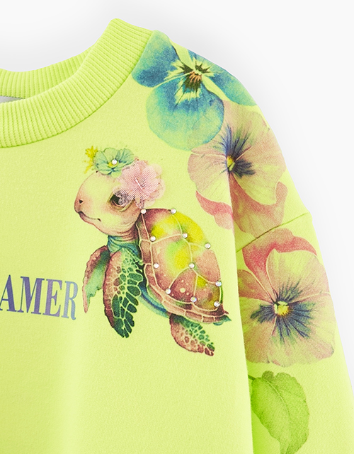 Свитшот оттенка кибер лайм для девочки