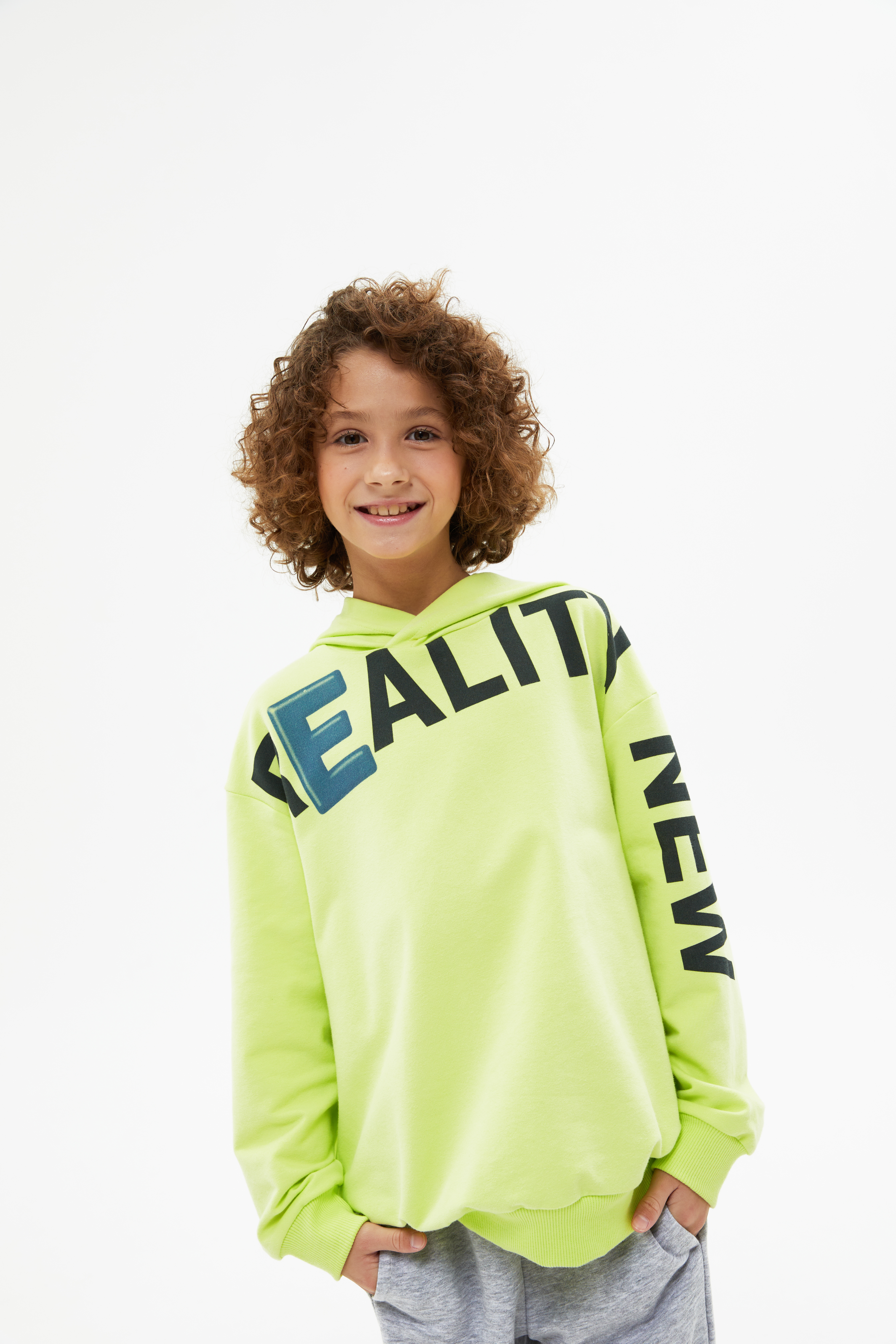 Худи оттенка кибер лайм для мальчика