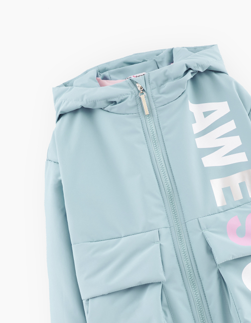 Серо-голубая весенняя куртка для девочки