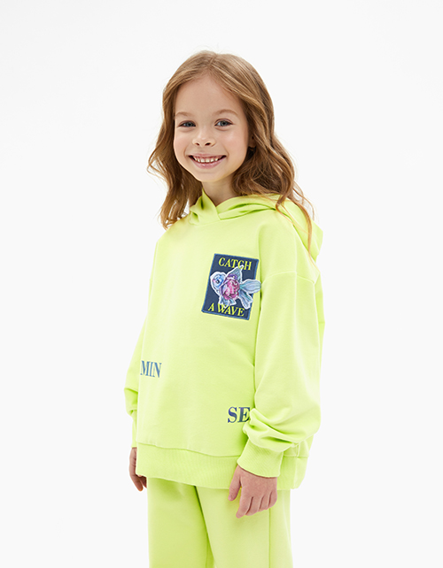 Худи оттенка кибер лайм для девочки Худи оттенка кибер лайм для девочки