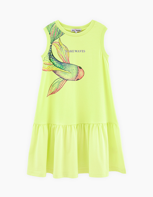 Платье оттенка киберлайм для девочки