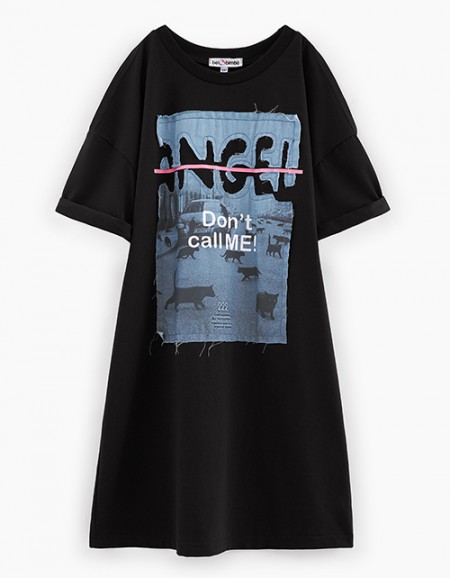 Чёрное платье-футболка для девочки Чёрное платье-футболка для девочки