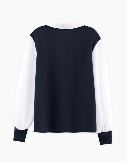 Тёмно-синий джемпер-обманка для девочки Тёмно-синий джемпер-обманка для девочки