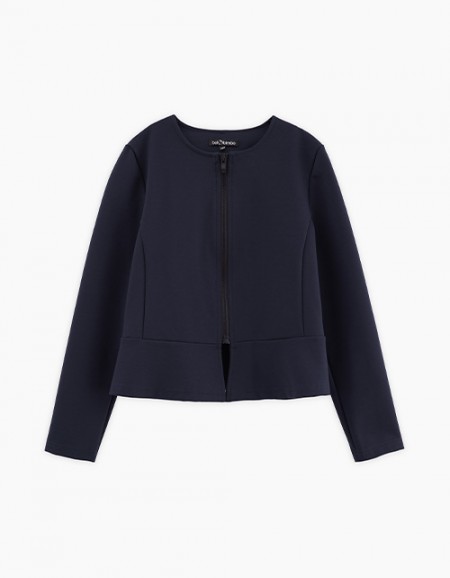 Тёмно-синий жакет приталенный для девочки