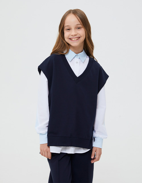 Тёмно-синий жилет для девочки Тёмно-синий жилет для девочки