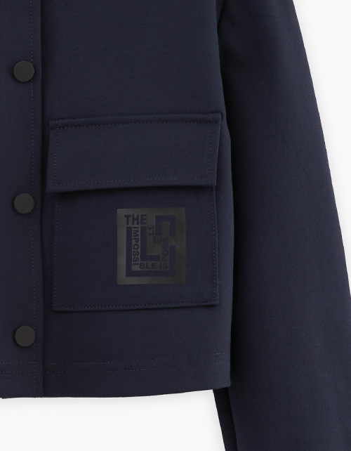 Укороченный тёмно-синий жакет для девочки Укороченный тёмно-синий жакет для девочки