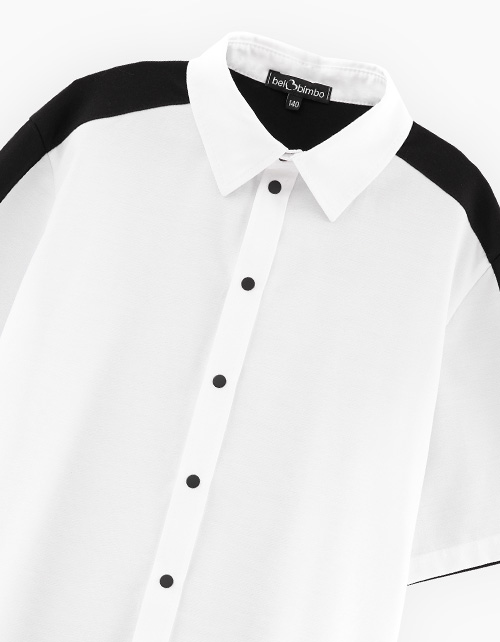 Комбинированная рубашка с коротким рукавом для мальчика