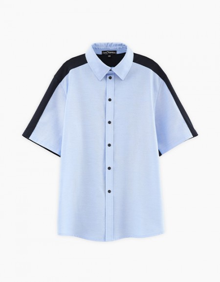 Комбинированная рубашка с коротким рукавом для мальчика Комбинированная рубашка с коротким рукавом для мальчика