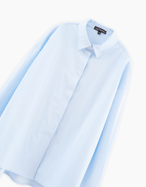 Стильная голубая блузка на кнопках для девочки Стильная голубая блузка на кнопках для девочки