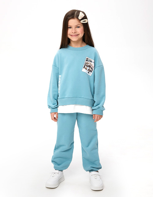 Свитшот с эффектом многослойности для девочки