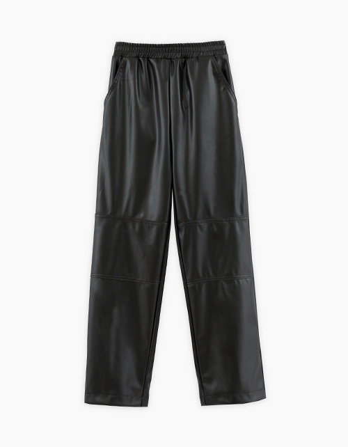 Чёрные брюки из эко кожи для девочки Чёрные брюки из эко кожи для девочки