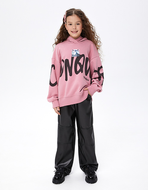 Чёрные брюки из эко кожи для девочки Чёрные брюки из эко кожи для девочки