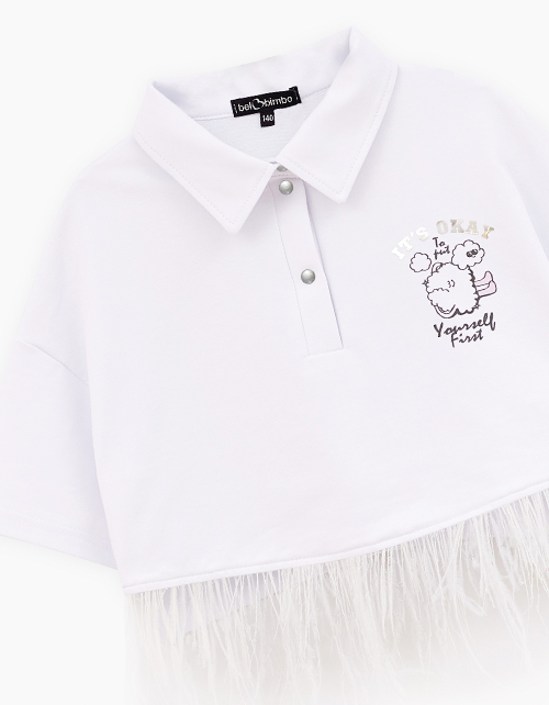 Белый джемпер-поло для девочки