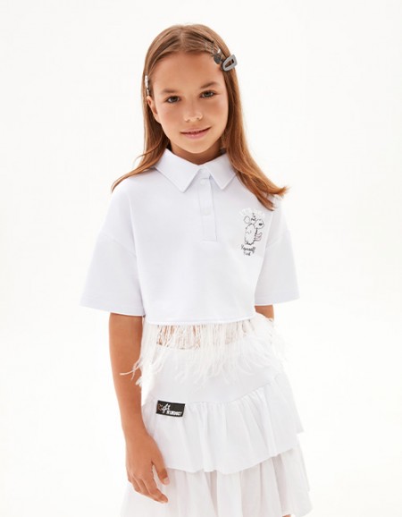Белый джемпер-поло для девочки