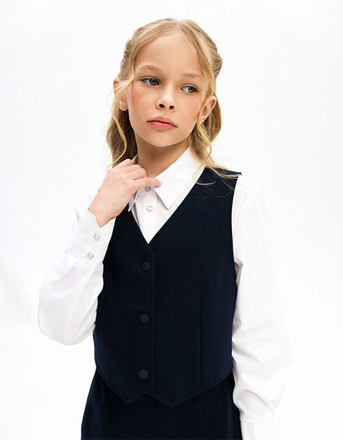 Тёмно-синий жилет для девочки