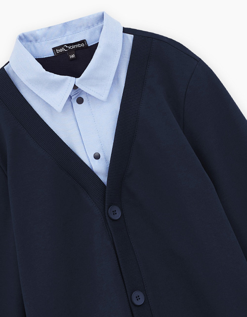 Тёмно-синий джемпер-обманка для мальчика Тёмно-синий джемпер-обманка для мальчика